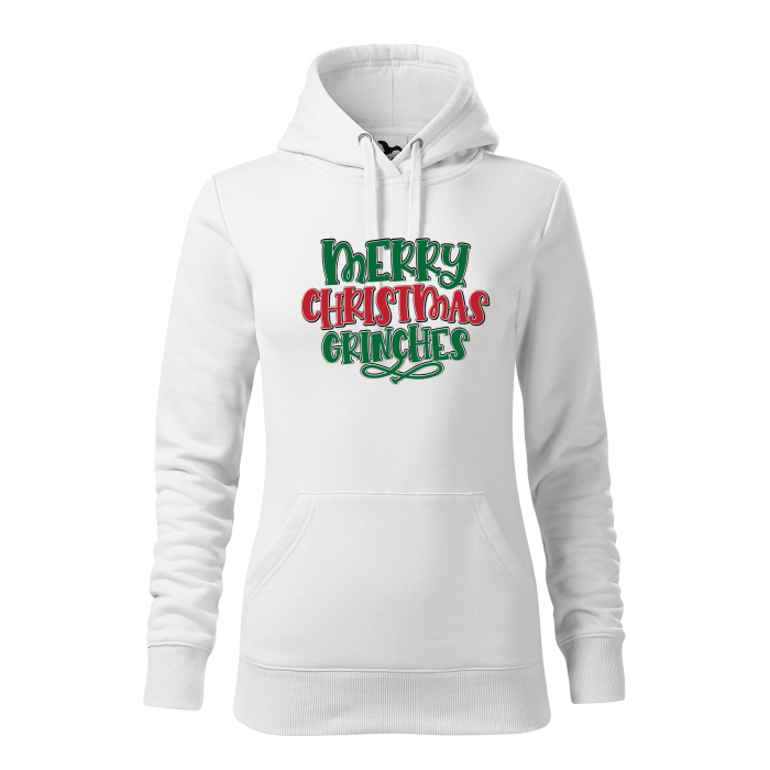 Malfini Hanorac Dama Alb Merry Christmas Grinches