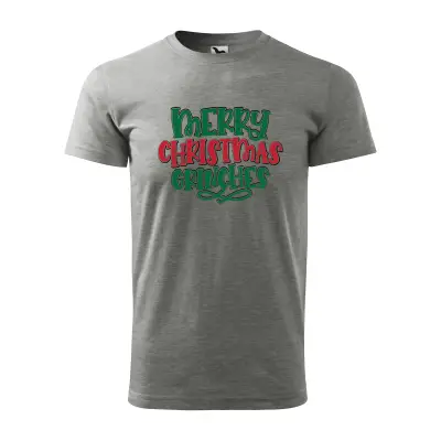Malfini Tricou Barbat Gri inchis Merry Christmas Grinches