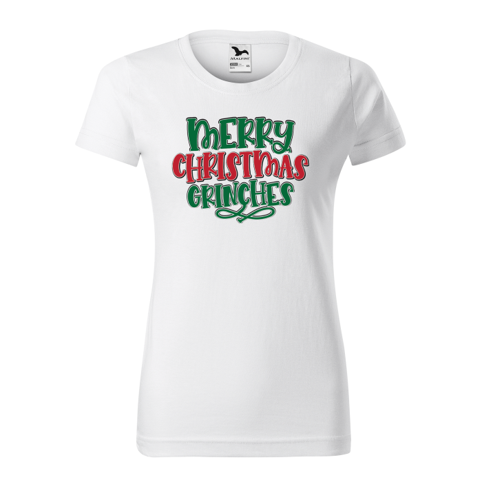 Malfini Tricou Dama Alb Merry Christmas Grinches