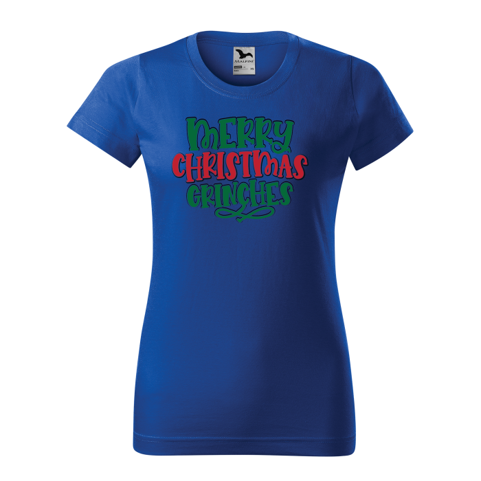 Malfini Tricou Dama Albastru regal Merry Christmas Grinches