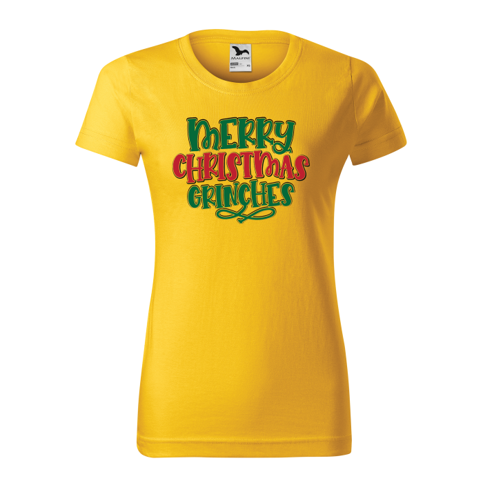 Malfini Tricou Dama Galben Merry Christmas Grinches