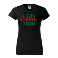Malfini Tricou Dama Negru Merry Christmas Grinches