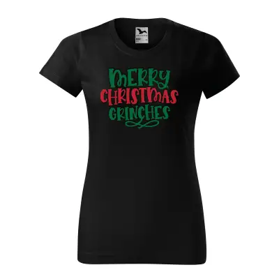 Malfini Tricou Dama Negru Merry Christmas Grinches