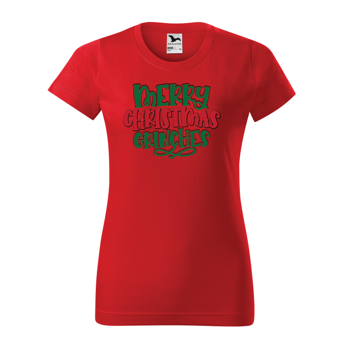 Malfini Tricou Dama Rosu Merry Christmas Grinches