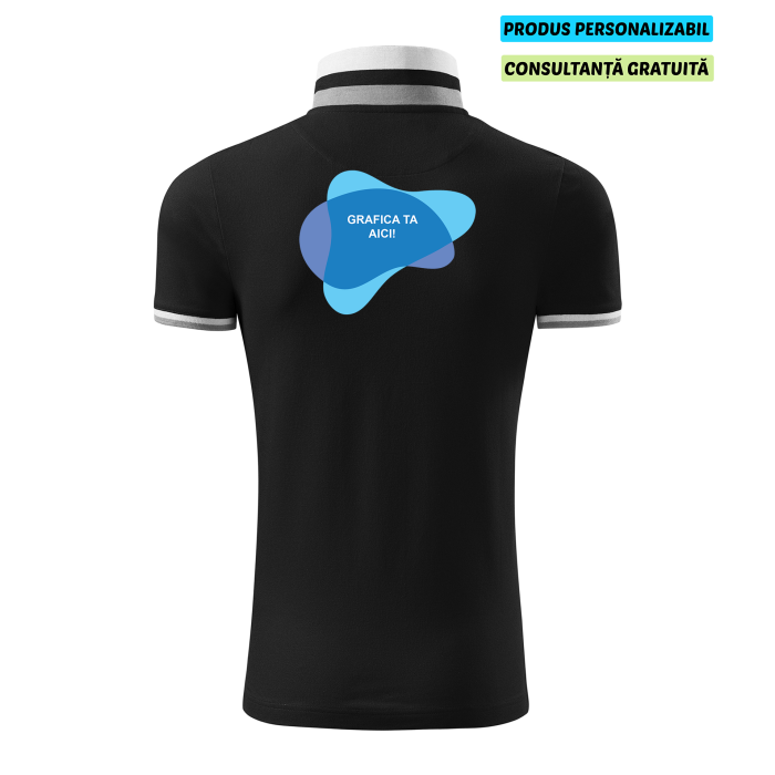 Malfini Tricou Polo Barbat Negru Collar up Personalizat
