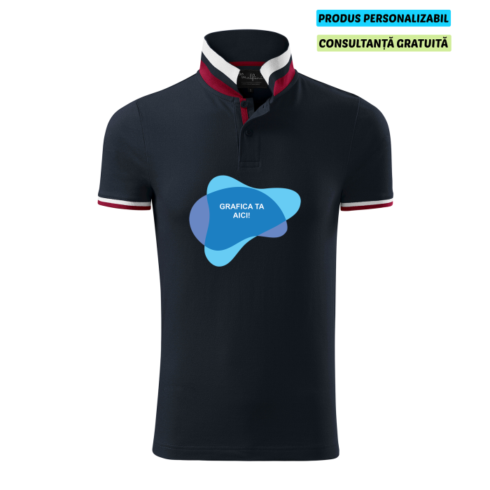 Malfini Tricou Polo Barbat Bleumarine Collar up Personalizat