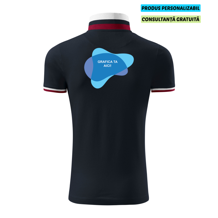 Malfini Tricou Polo Barbat Bleumarine Collar up Personalizat