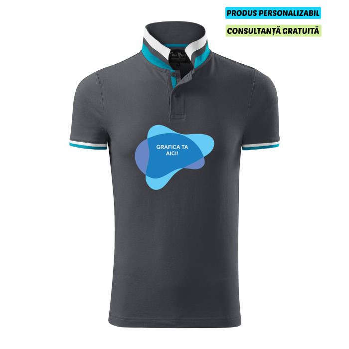 Malfini Tricou Polo Barbat Antracit deschis Collar up Personalizat