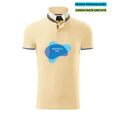 Malfini Tricou Polo Barbat Vanilie Collar up Personalizat