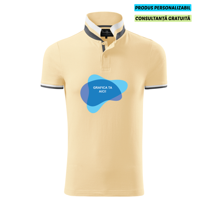 Malfini Tricou Polo Barbat Vanilie Collar up Personalizat