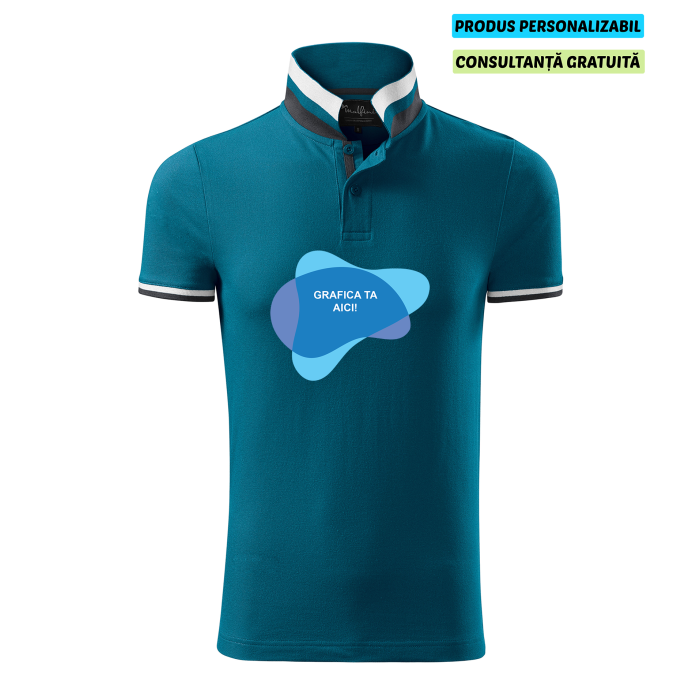 Malfini Tricou Polo Barbat Albastru petrol Collar up personalizat