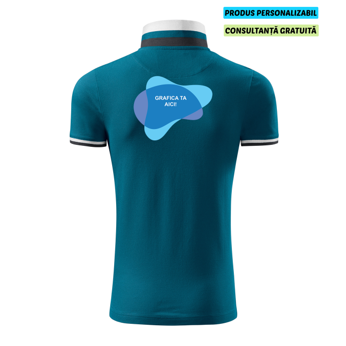 Malfini Tricou Polo Barbat Albastru petrol Collar up personalizat