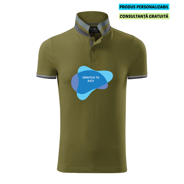 Malfini Tricou Polo Barbat Verde avocado Collar up Personalizat