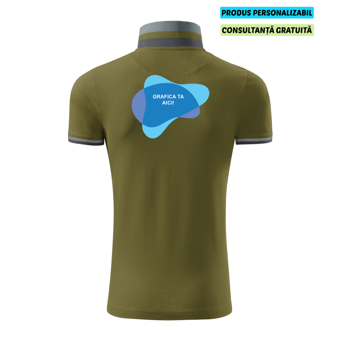 Malfini Tricou Polo Barbat Verde avocado Collar up Personalizat
