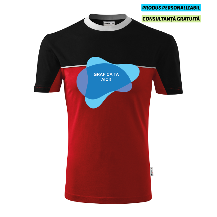 Rimeck Tricou Unisex Rosu/Negru Color Mix Personalizat