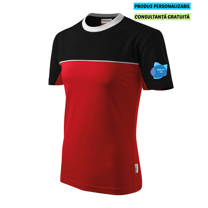 Rimeck Tricou Unisex Rosu/Negru Color Mix Personalizat