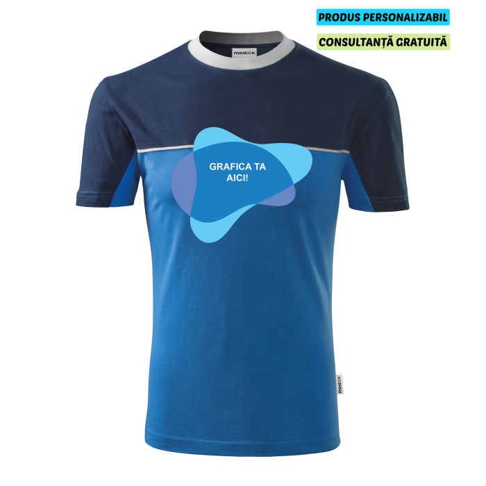 Rimeck Tricou Unisex Albastru azuriu/Bleumarine Color Mix Personalizat