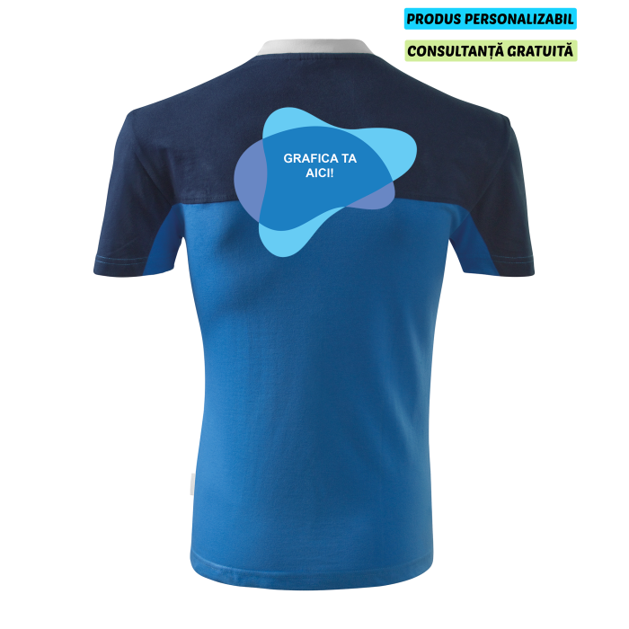 Rimeck Tricou Unisex Albastru azuriu/Bleumarine Color Mix Personalizat