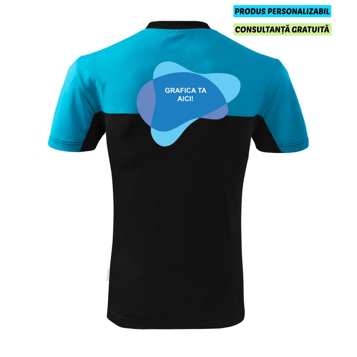 Rimeck Tricou Unisex Turcoaz/Negru Color Mix Personalizat