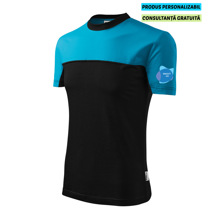 Rimeck Tricou Unisex Turcoaz/Negru Color Mix Personalizat
