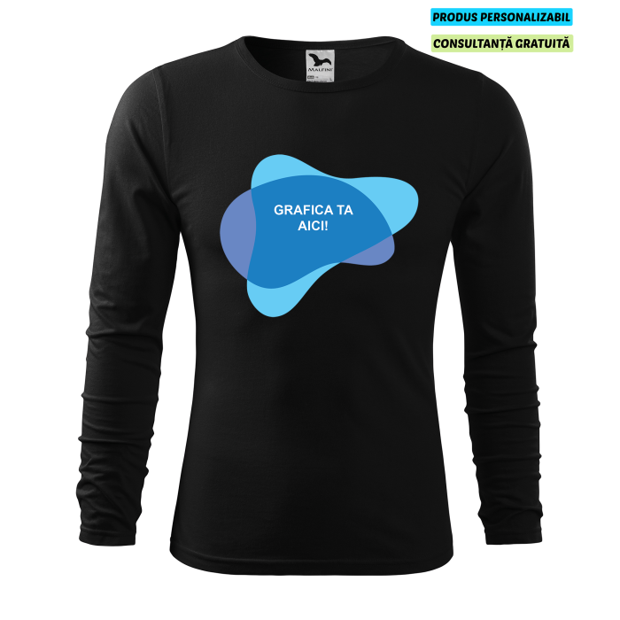Malfini Tricou maneca lunga Barbat Negru FIT-T LS Personalizat