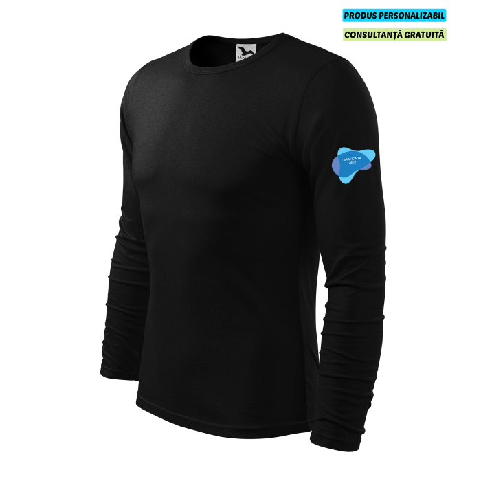 Malfini Tricou maneca lunga Barbat Negru FIT-T LS Personalizat