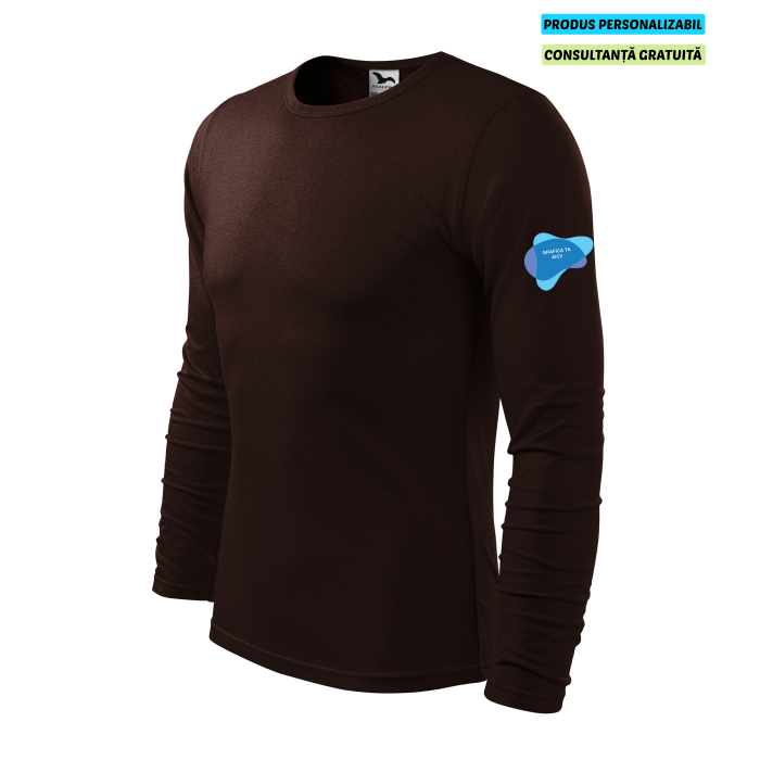 Malfini Tricou maneca lunga Barbat Cafeniu FIT-T LS Personalizat
