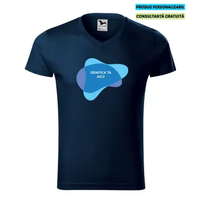 Malfini Tricou Barbat Bleumarine Slim fit V-neck Personalizat