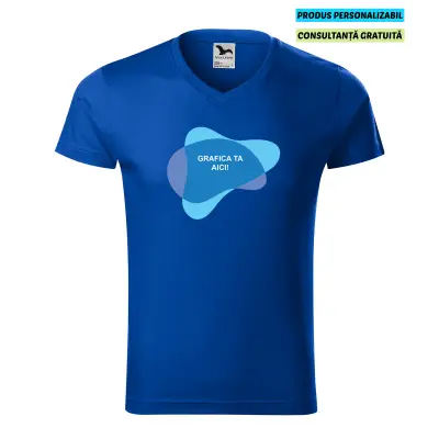 Malfini Tricou Barbat Albastru regal Slim fit V-neck Personalizat