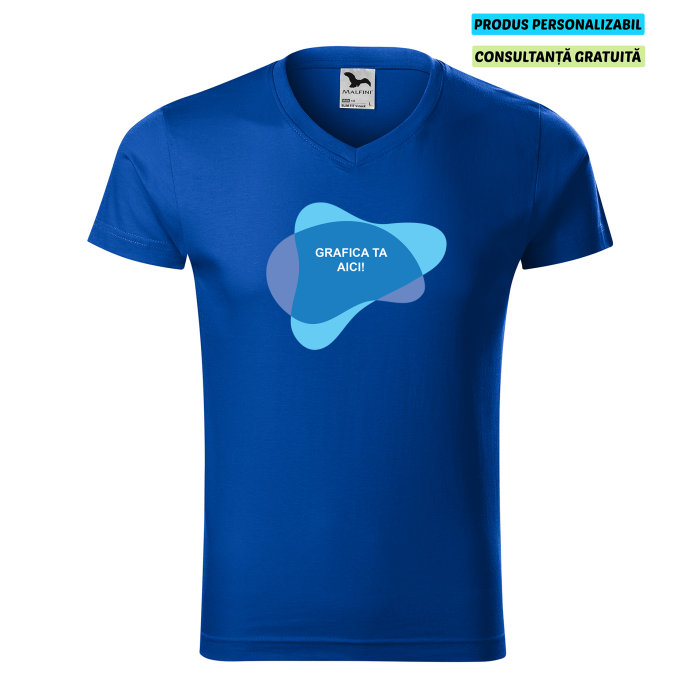 Malfini Tricou Barbat Albastru regal Slim fit V-neck Personalizat