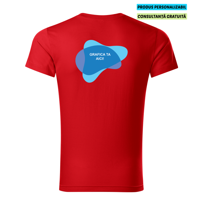 Malfini Tricou Barbat Rosu Slim fit V-neck Personalizat