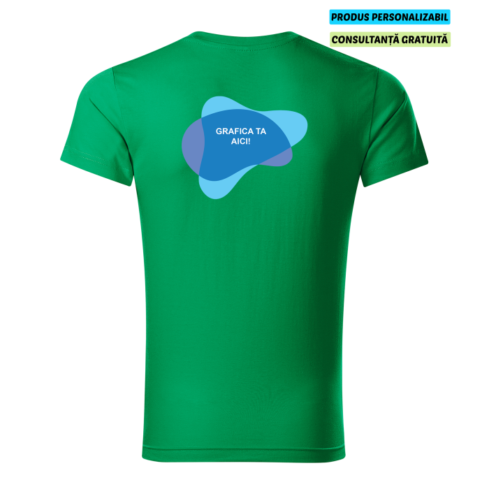 Malfini Tricou Barbat Verde Slim fit V-neck Personalizat