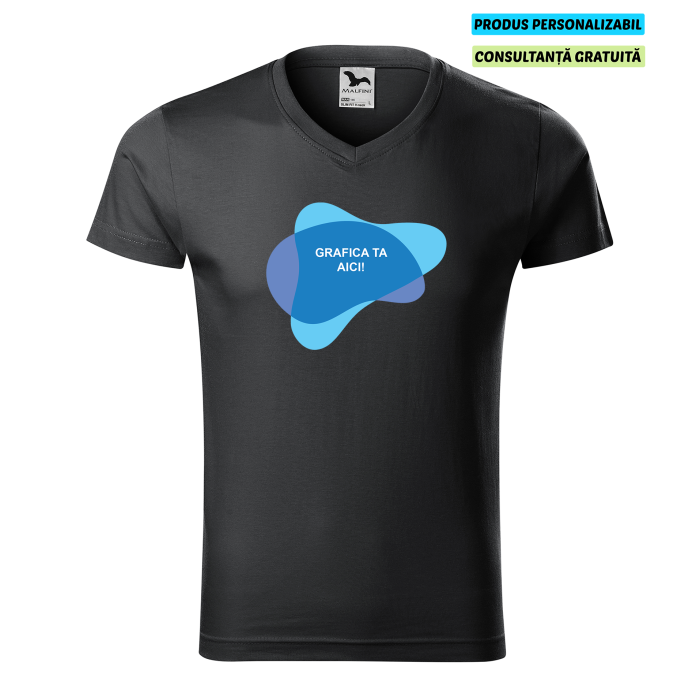 Malfini Tricou Barbat Antracit Slim fit V-neck Personalizat