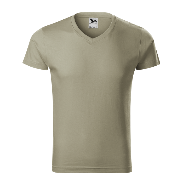 Malfini Tricou Barbat Kaki deschis Slim fit V-neck