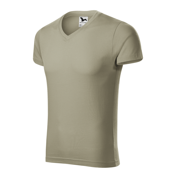 Malfini Tricou Barbat Kaki deschis Slim fit V-neck