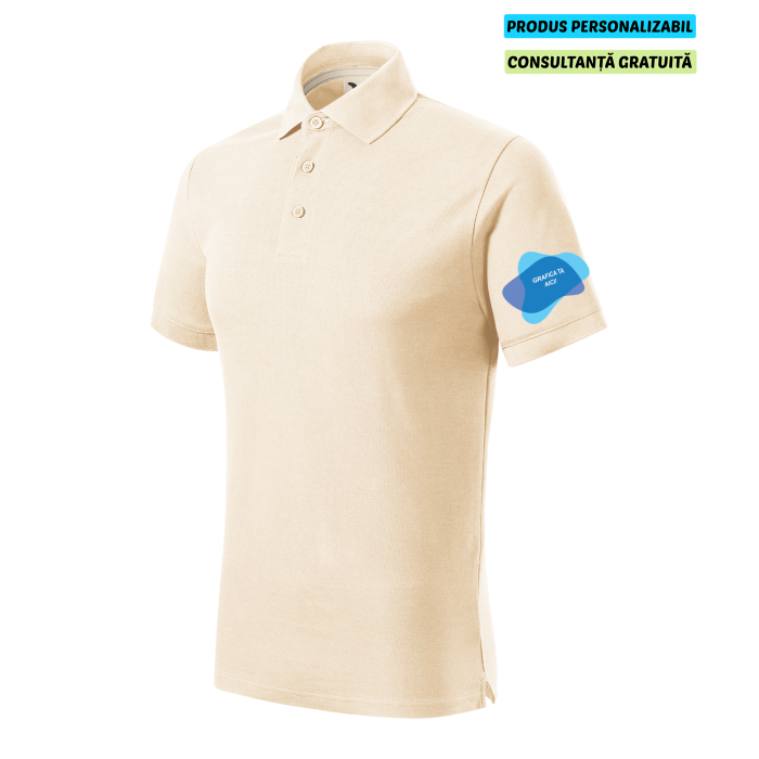 Malfini Tricou Polo Barbat Bej Prime Bumbac Organic Personalizat