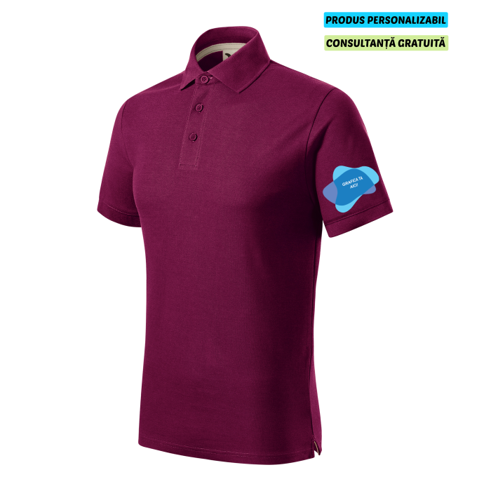 Malfini Tricou Polo Barbat Pruna Prime Bumbac Organic Personalizat