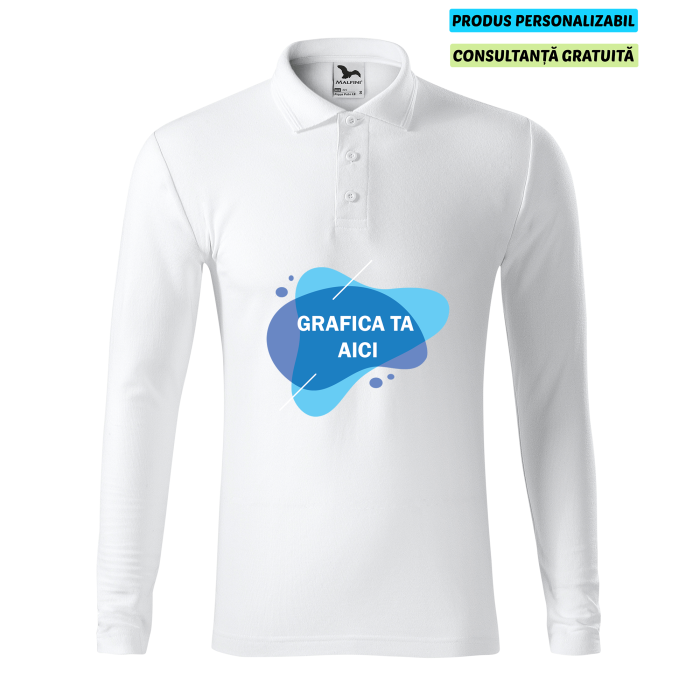 Malfini Tricou Polo Maneca lunga Barbat Alb Personalizat