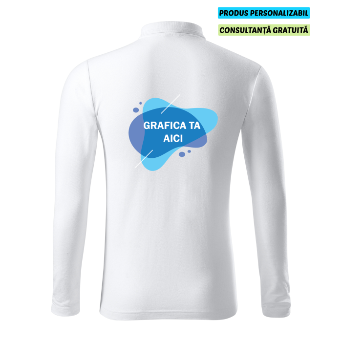Malfini Tricou Polo Maneca lunga Barbat Alb Personalizat