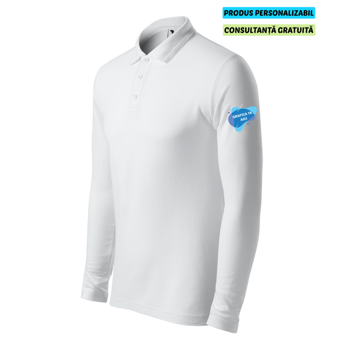 Malfini Tricou Polo Maneca lunga Barbat Alb Personalizat