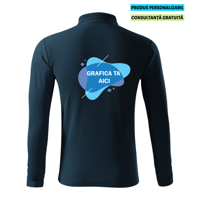 Malfini Tricou Polo Maneca lunga Barbat Bleumarine Personalizat