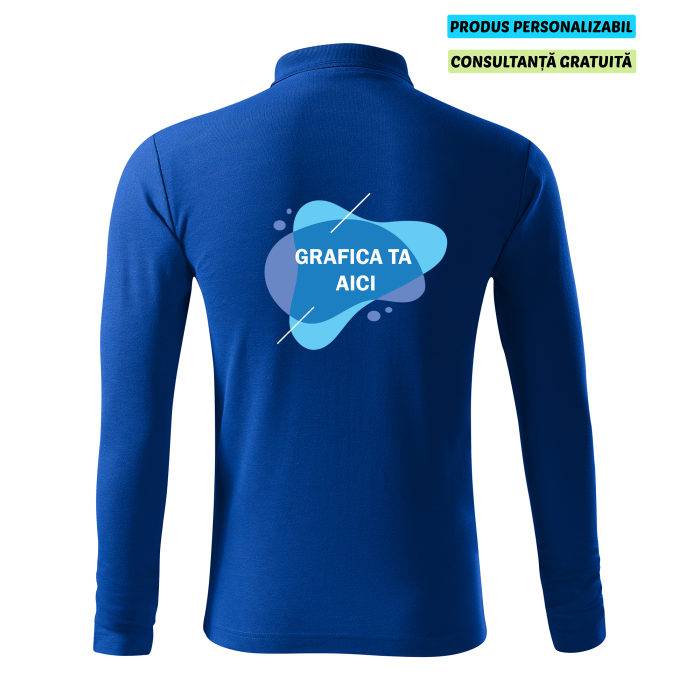 Malfini Tricou Polo Maneca lunga Barbat Albastru regal Personalizat
