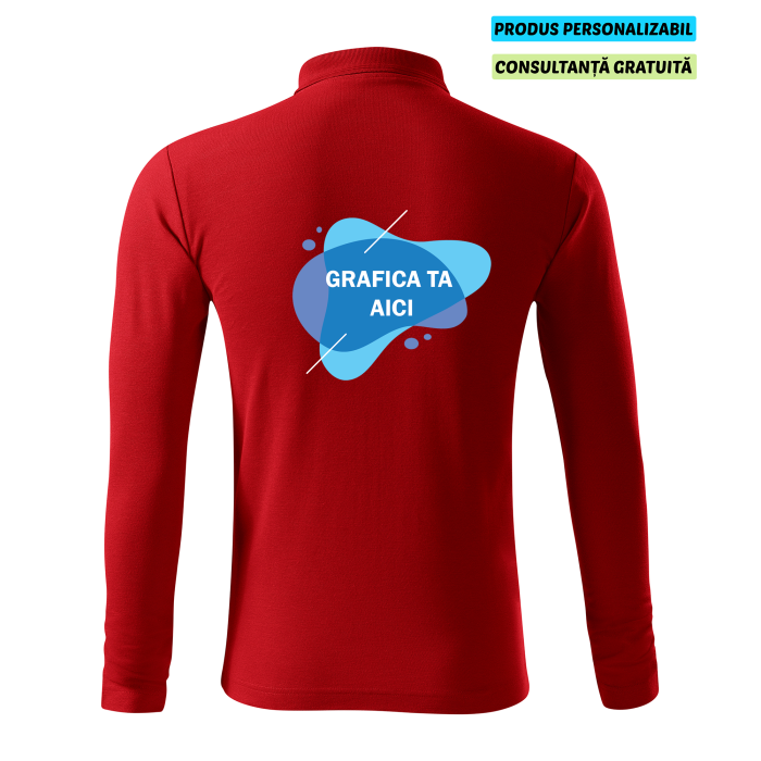 Malfini Tricou Polo Maneca lunga Barbat Rosu Personalizat