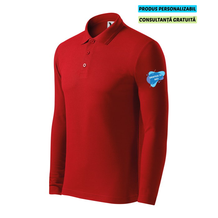 Malfini Tricou Polo Maneca lunga Barbat Rosu Personalizat