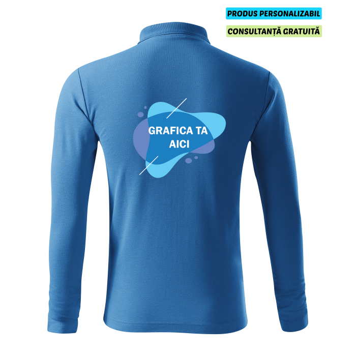 Malfini Tricou Polo Maneca lunga Barbat Albastru azuriu Personalizat Malfini Tricou Polo Maneca lunga Barbat Albastru azuriu Personalizat