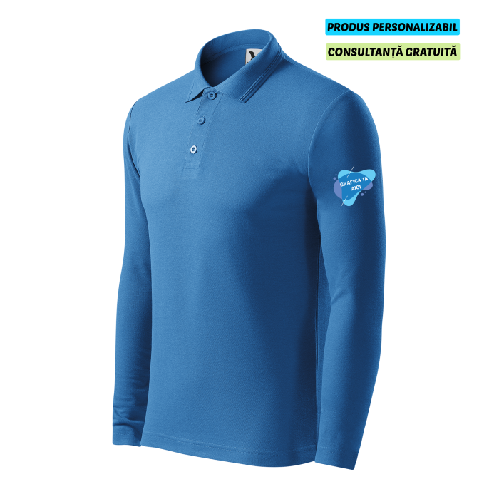 Malfini Tricou Polo Maneca lunga Barbat Albastru azuriu Personalizat Malfini Tricou Polo Maneca lunga Barbat Albastru azuriu Personalizat