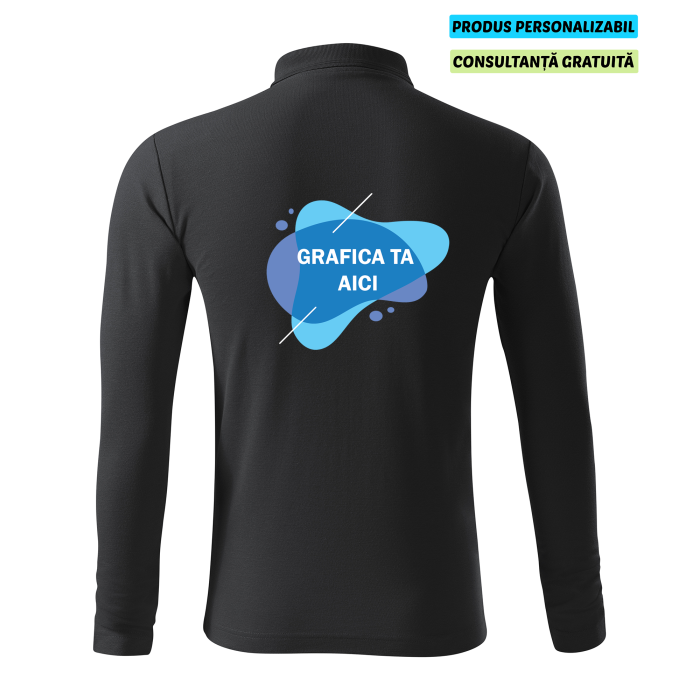 Malfini Tricou Polo Maneca lunga Barbat Antracit Personalizat
