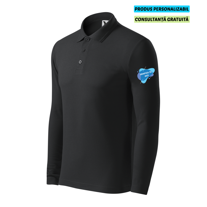 Malfini Tricou Polo Maneca lunga Barbat Antracit Personalizat