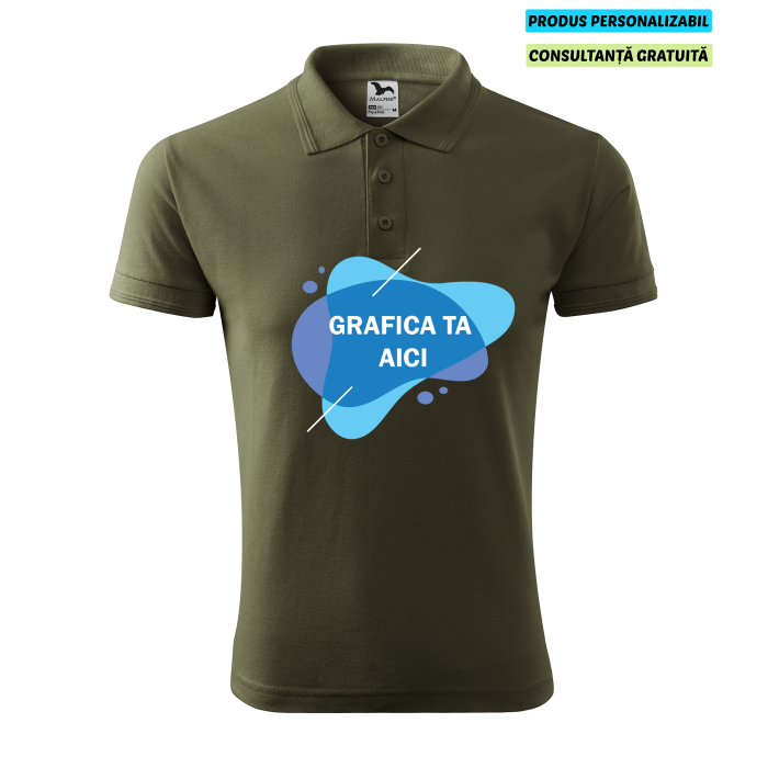 Malfini Tricou Polo Barbat Verde militar Personalizat