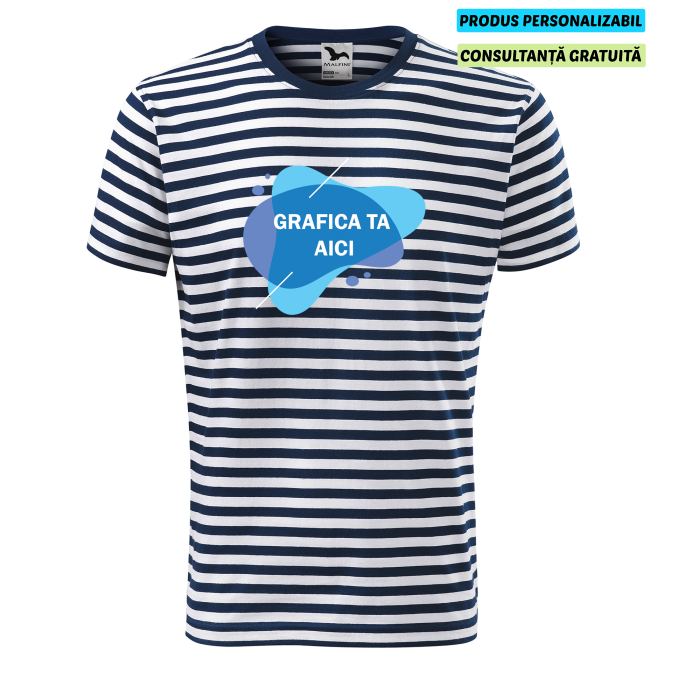 Malfini Tricou Barbat Alb albastru Sailor Personalizat